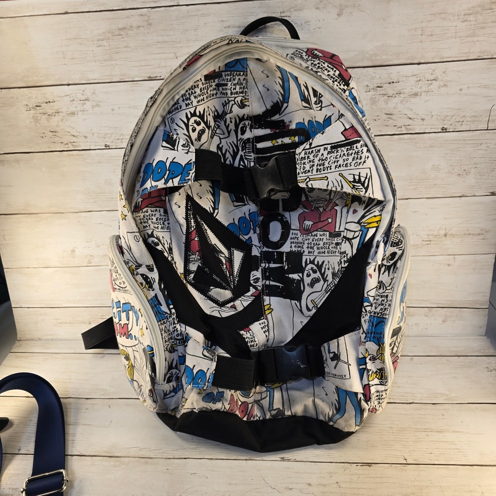 Volcom Dope of Doom Comic Print Backpack Multi Color Skate Bag